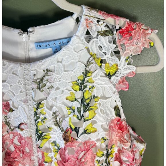 Antonio Melani Sz 8 Floral Lace Dress White Multicolor Easter Quality Made - Picture 3 of 9